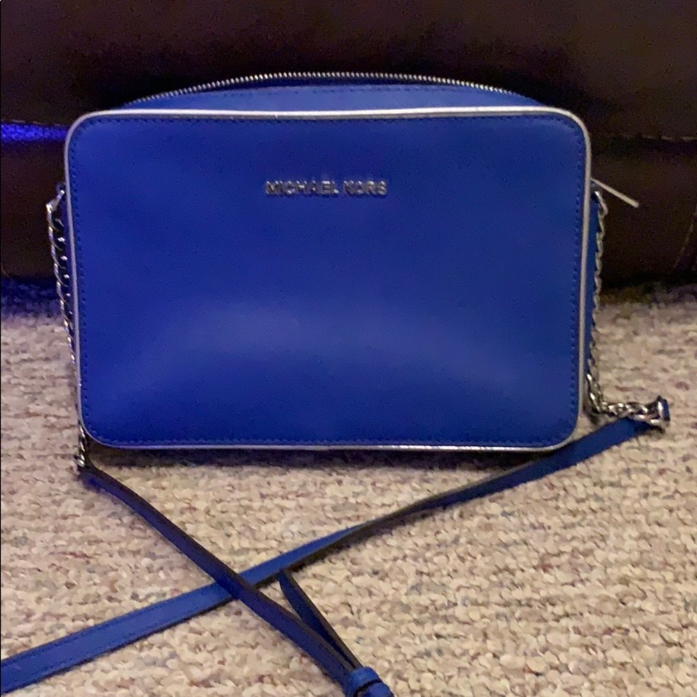 blue Michael Kors crossbody purse